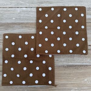 PB Teen Brown‎ Polka Dot Crewel Pillow Covers 16 x 16